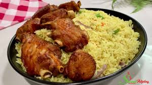 Ghana Coconut Rice, salad, and Turkey